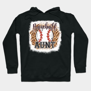 Baseball Aunt Leopard Bleached Womens Baseball Mothers Day Hoodie